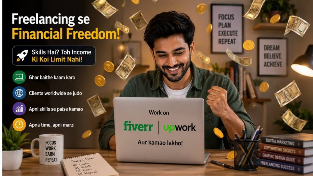 AI freelancing se financial freedom Fiverr Upwork par ghar baithe paise kamaye