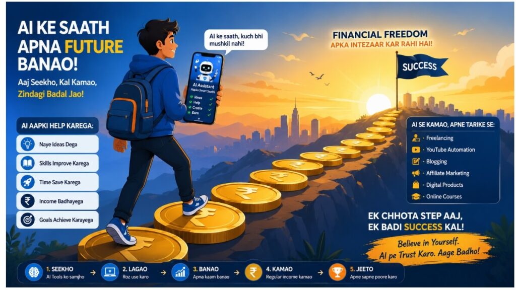 AI se online earning karke financial freedom kaise hasil kare 2026 India