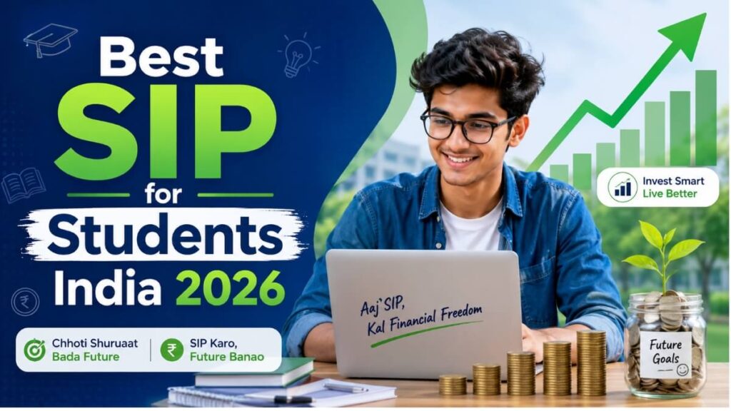 Best SIP for students India 2026 — student laptop ke saath invest kar raha hai
