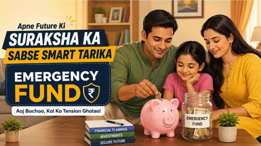 Indian family emergency fund kaise banaye 2026 — piggy bank aur savings jar ke saath financial planning