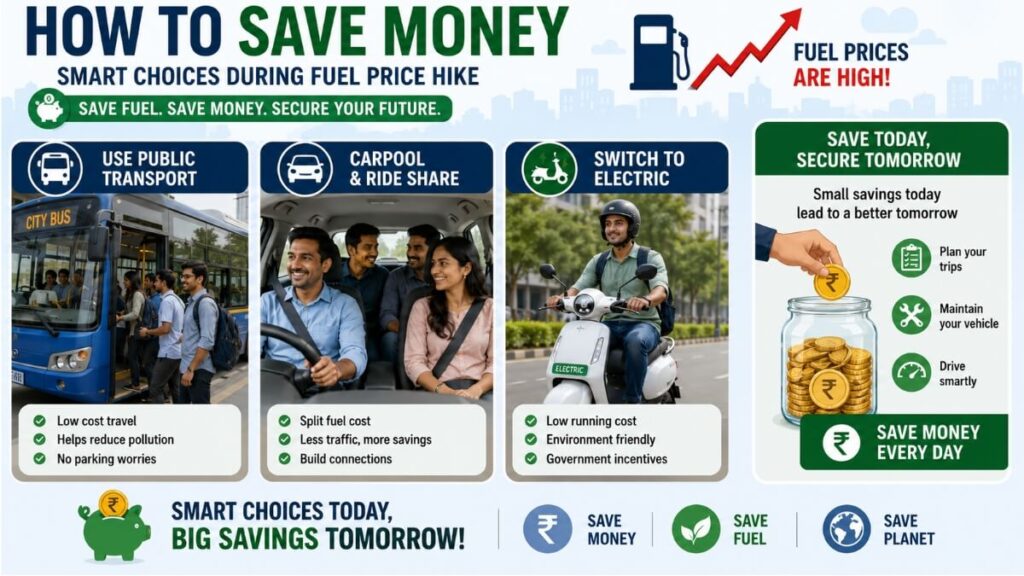 how to save money during fuel price hike — public transport carpooling electric vehicle tips India