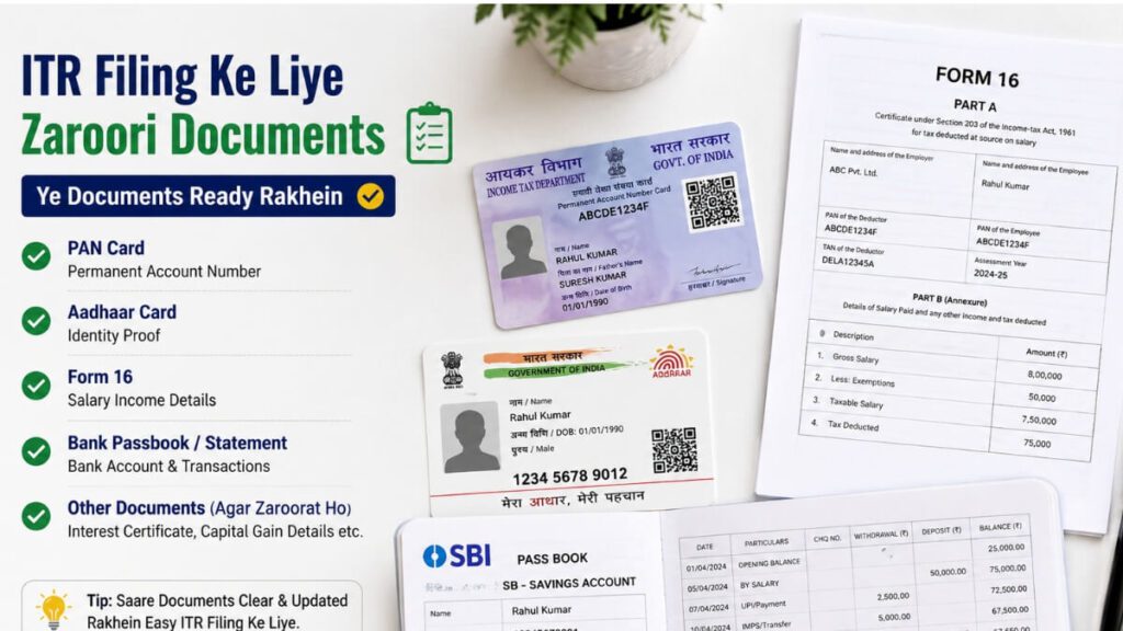ITR filing ke liye zaroori documents list 2026