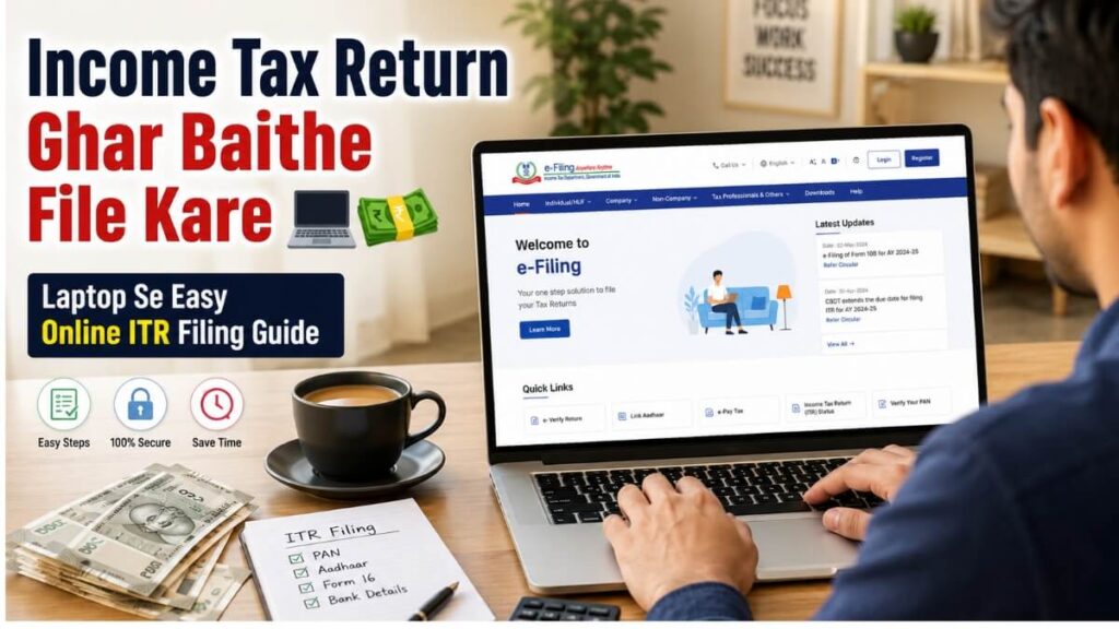 ITR filing online kaise kare 2026 ghar baithe