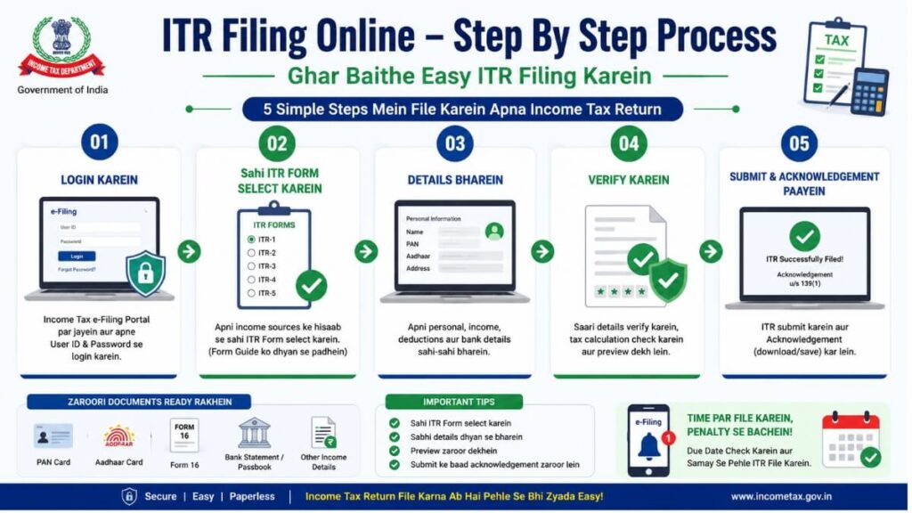 ITR filing online step by step process 2026