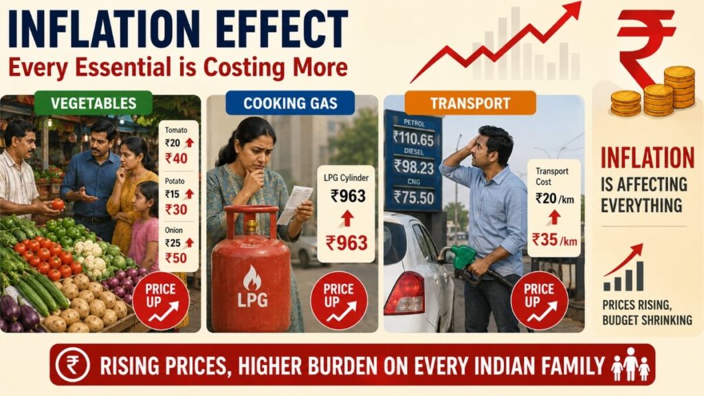 inflation effect of petrol price hike on vegetables LPG cooking gas and transport cost India