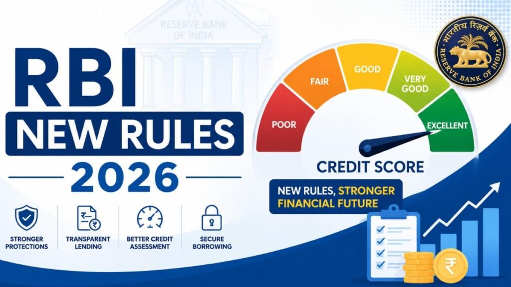 RBI Credit Score Rules 2026 credit score meter showing excellent rating