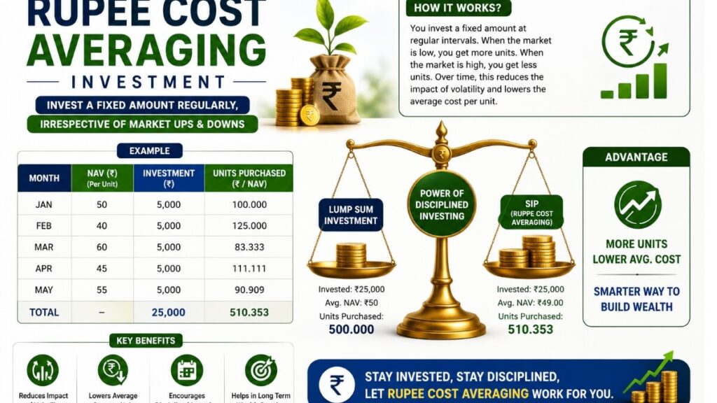 rupee cost averaging SIP investment India example