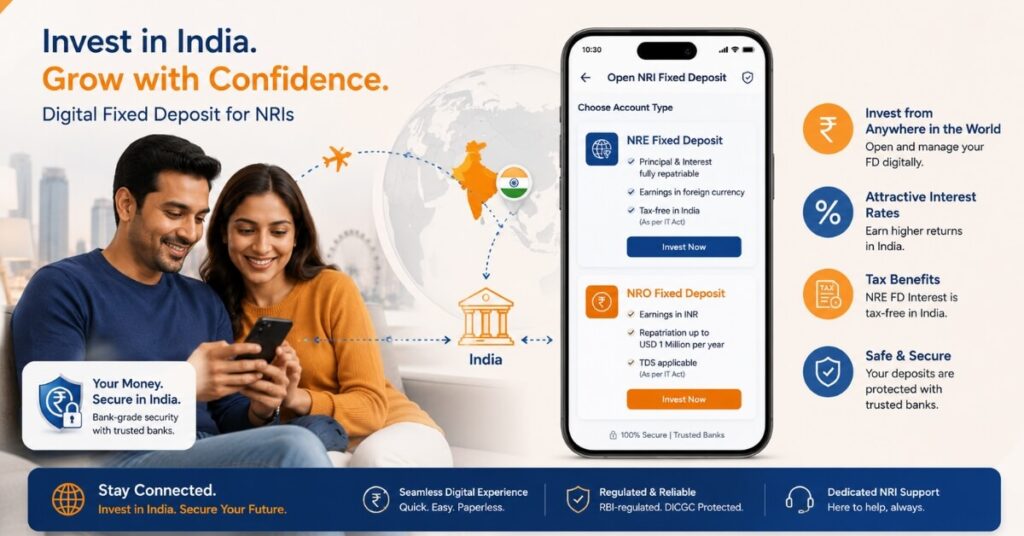 NRI investing in digital fixed deposit India through NRE NRO account