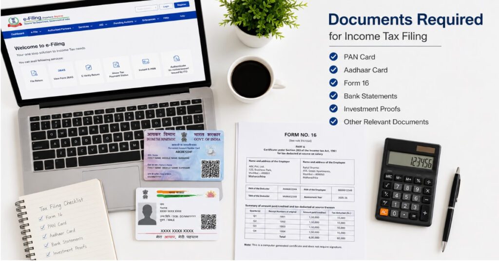 documents required to file ITR online 2026 India