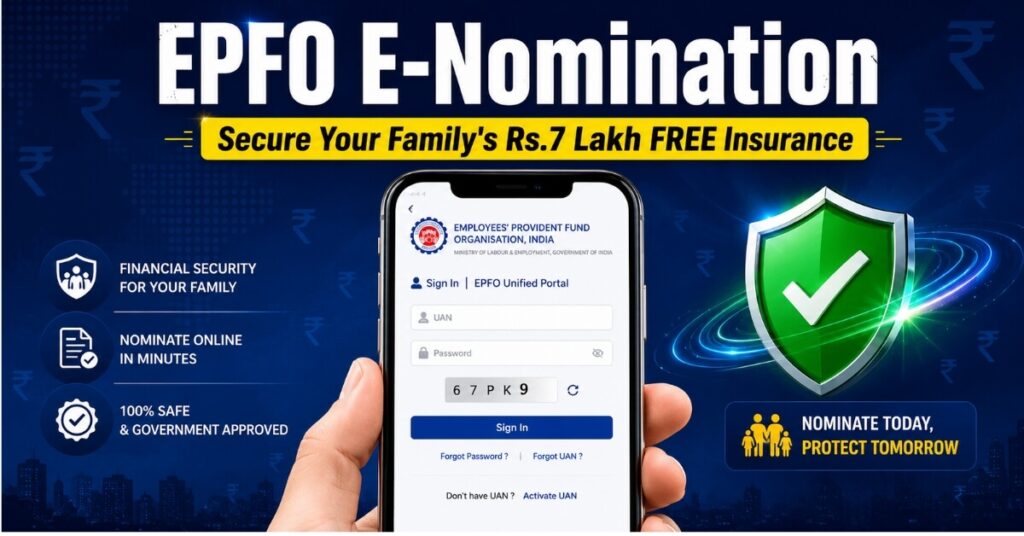 EPFO e-nomination update on UAN portal — secure your family's Rs.7 lakh free insurance