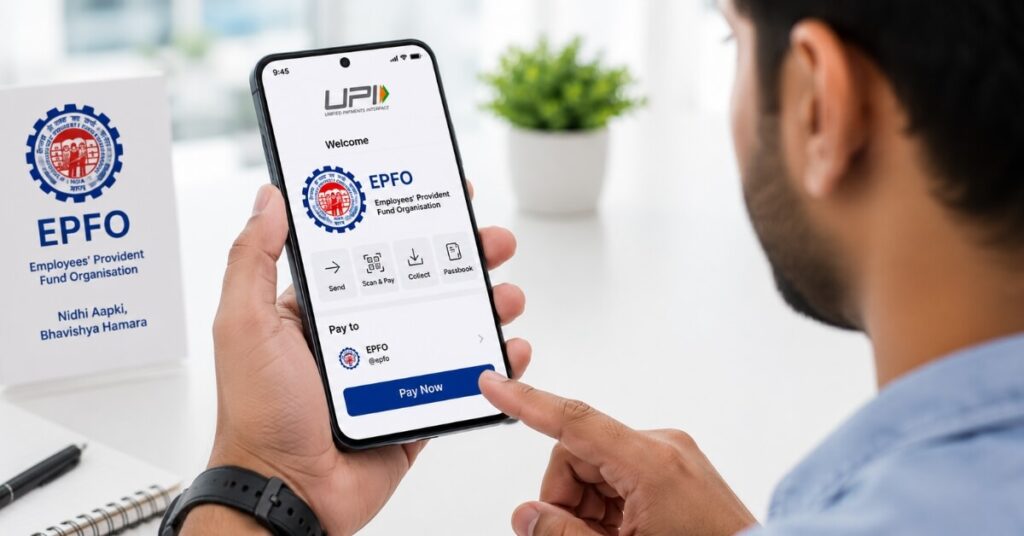 EPFO UPI withdrawal process on smartphone