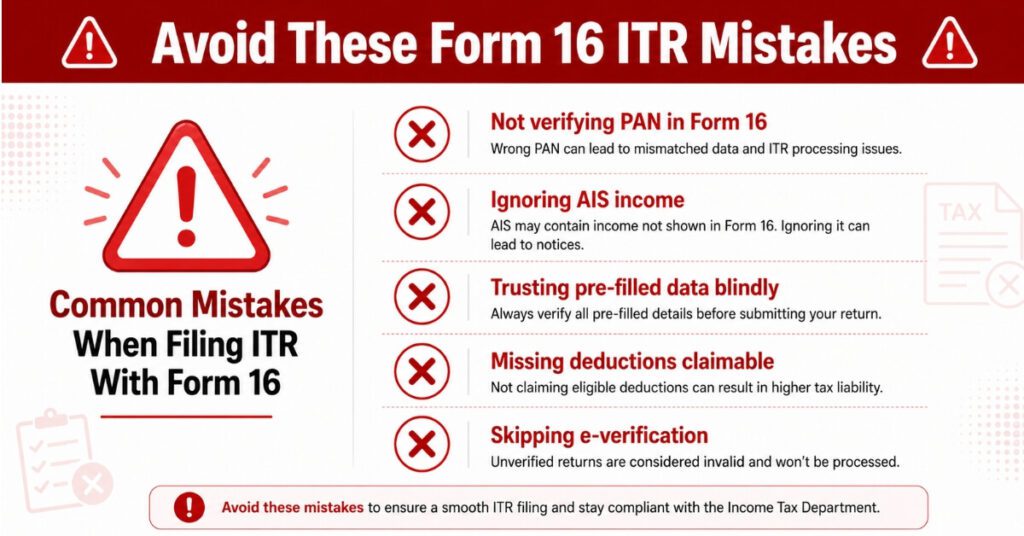 Common mistakes to avoid when using Form 16 to file ITR