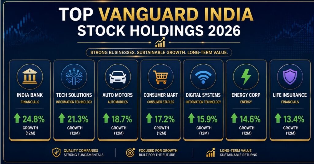 Top Vanguard India stock holdings 2026 with returns