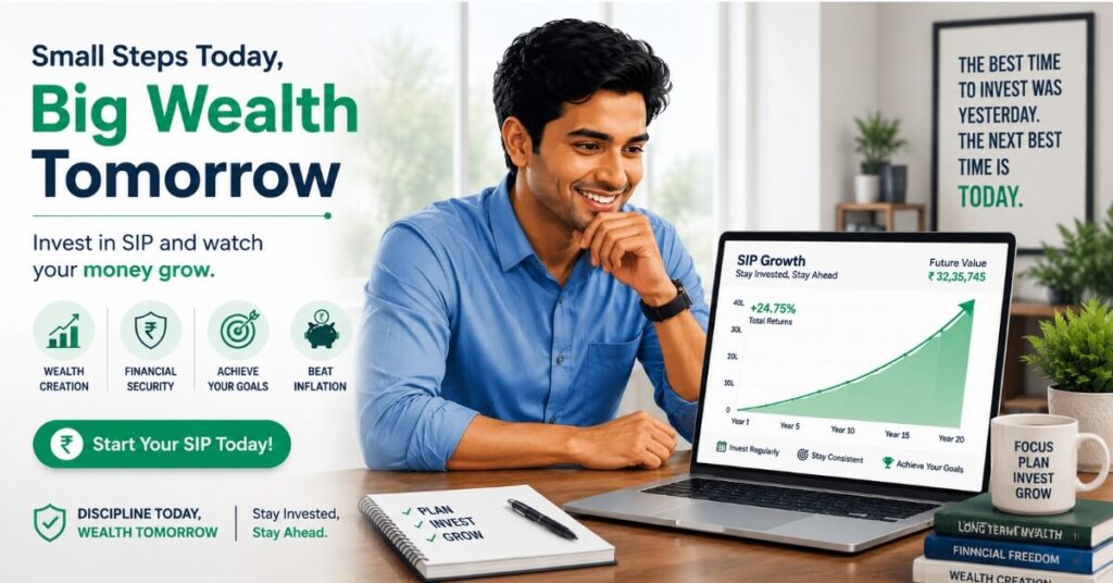 Which is the best SIP plan to start investing now — young investor tracking SIP growth on laptop in 2026