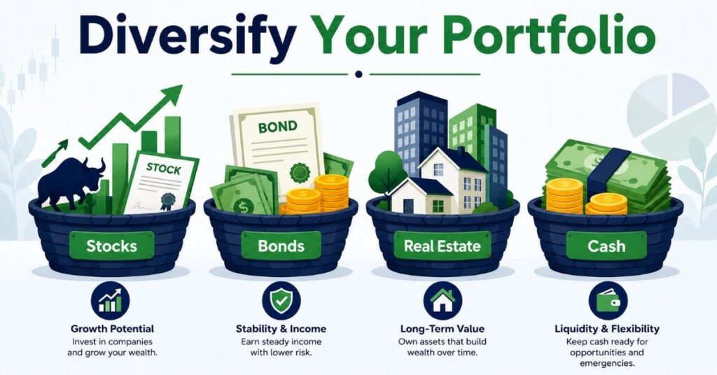 Diversification strategy for investment portfolio for beginners