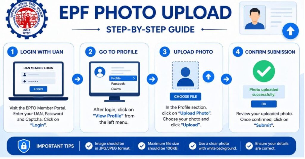 EPF Photo Upload step by step process EPFO portal login