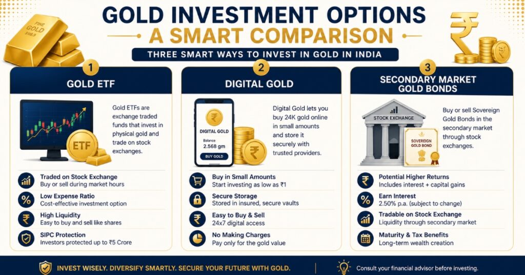 Gold ETF and digital gold as alternatives to Sovereign Gold Bond 2026
