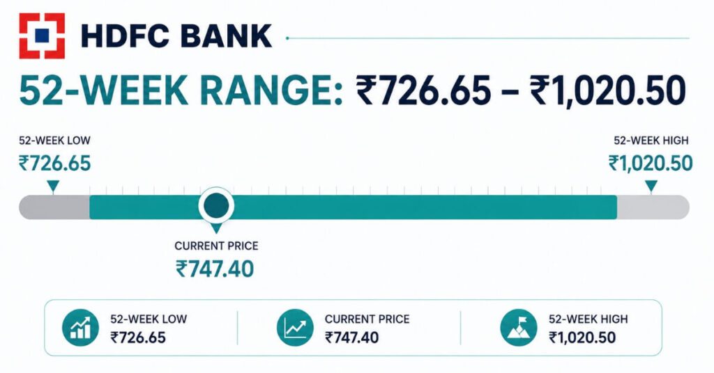 HDFC Bank 52 week high and low price range chart