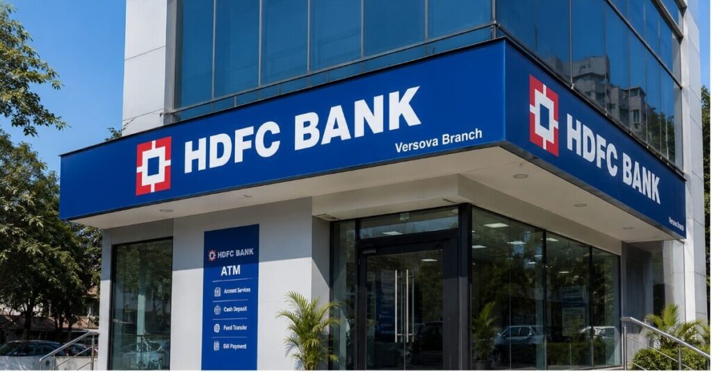 HDFC Bank branch building with logo signage