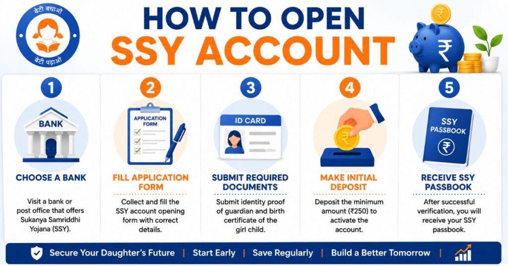 Steps to open Sukanya Samriddhi Yojana 2026 account