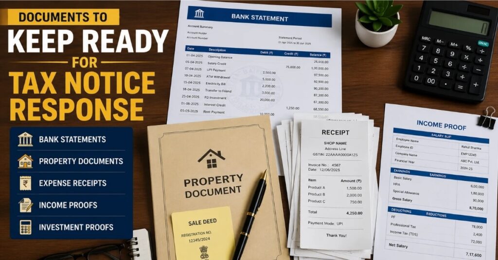 Documents needed to respond to income tax notice for high value transactions