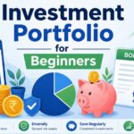 Investment portfolio for beginners guide showing diversified assets