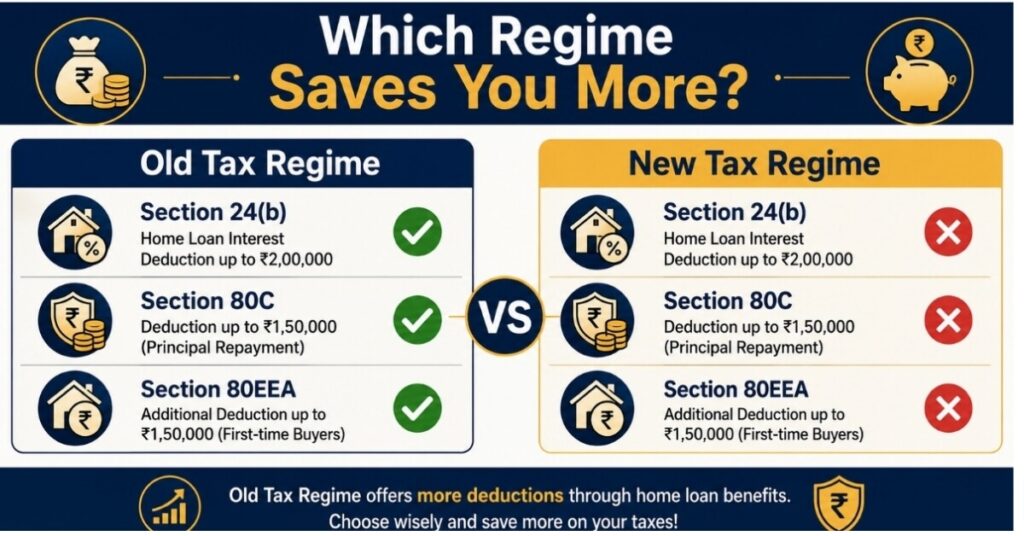 Old tax regime vs new tax regime home loan deduction comparison