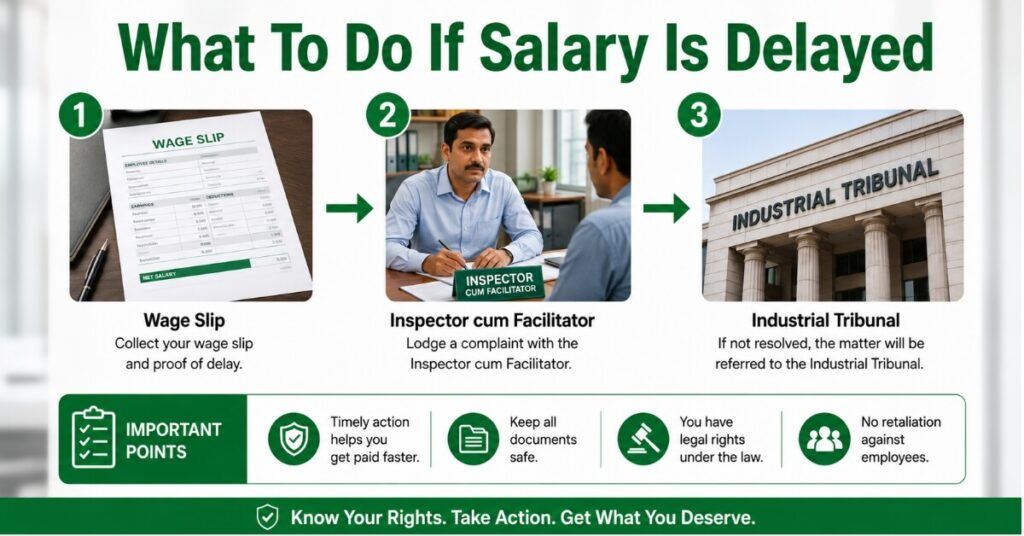 Wage slip and remedies for delayed salary under new labour code