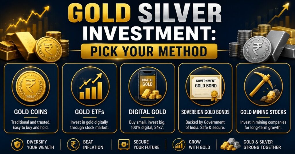 Different ways to invest in gold and silver including ETF and digital gold