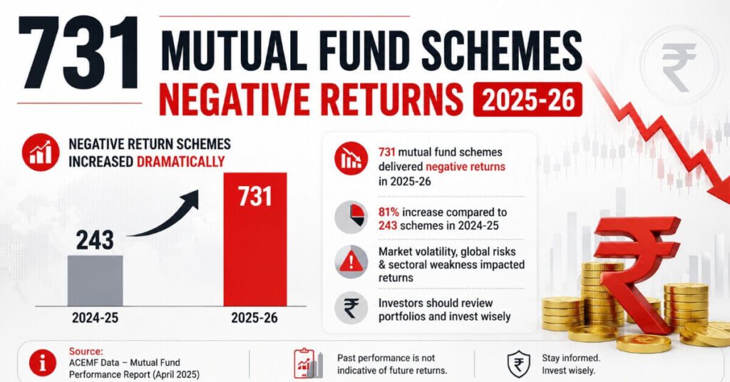 731 mutual fund schemes negative returns 2025-26 data