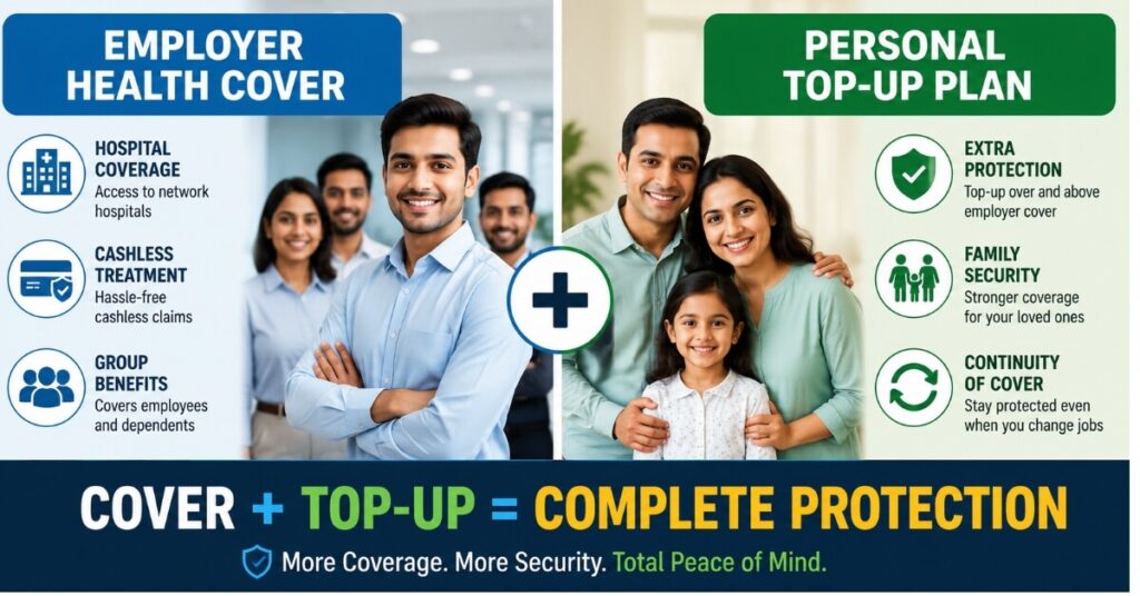 Comparison of corporate health insurance and personal top-up health plan