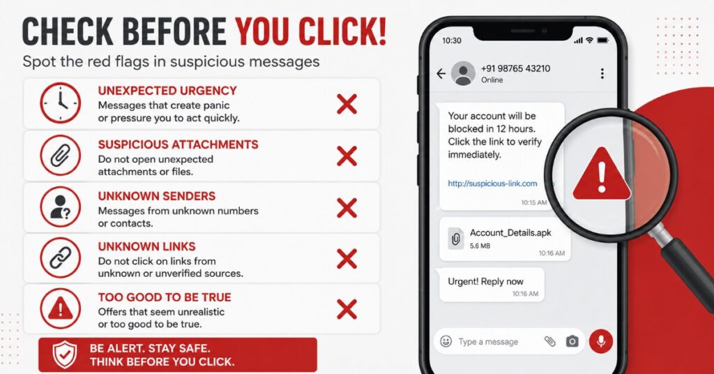 Warning signs to identify a fake income tax WhatsApp message