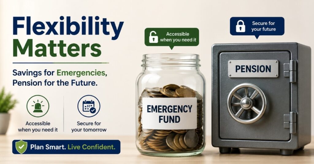 Is pension better than savings for emergency fund needs