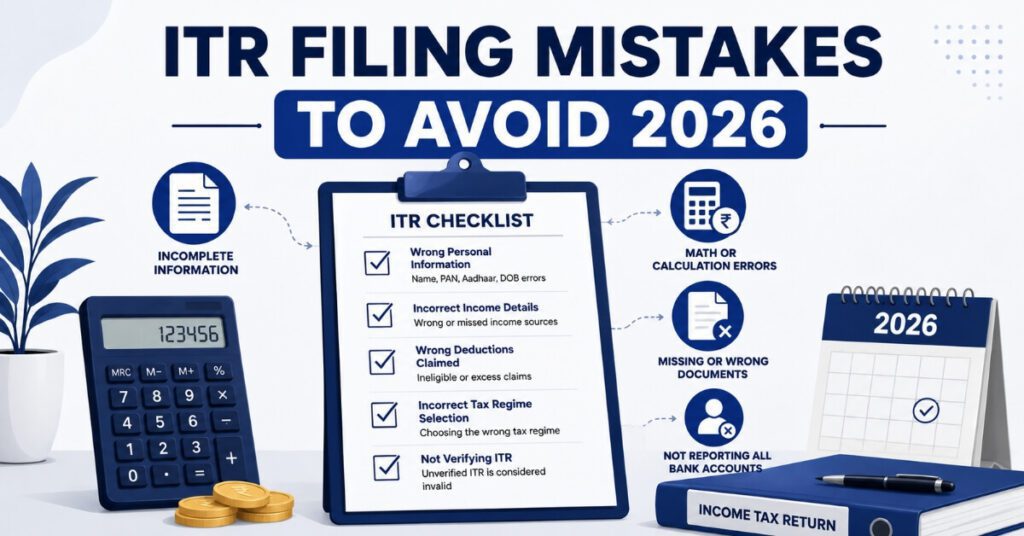 ITR Filing Mistakes To Avoid 2026 checklist infographic