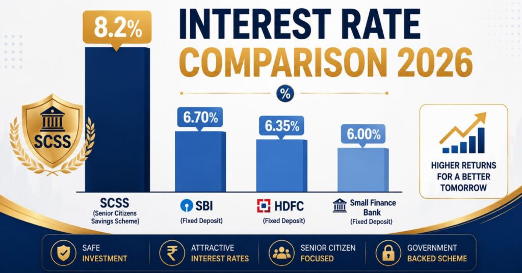 SCSS 8.2 percent vs bank FD interest rate comparison chart